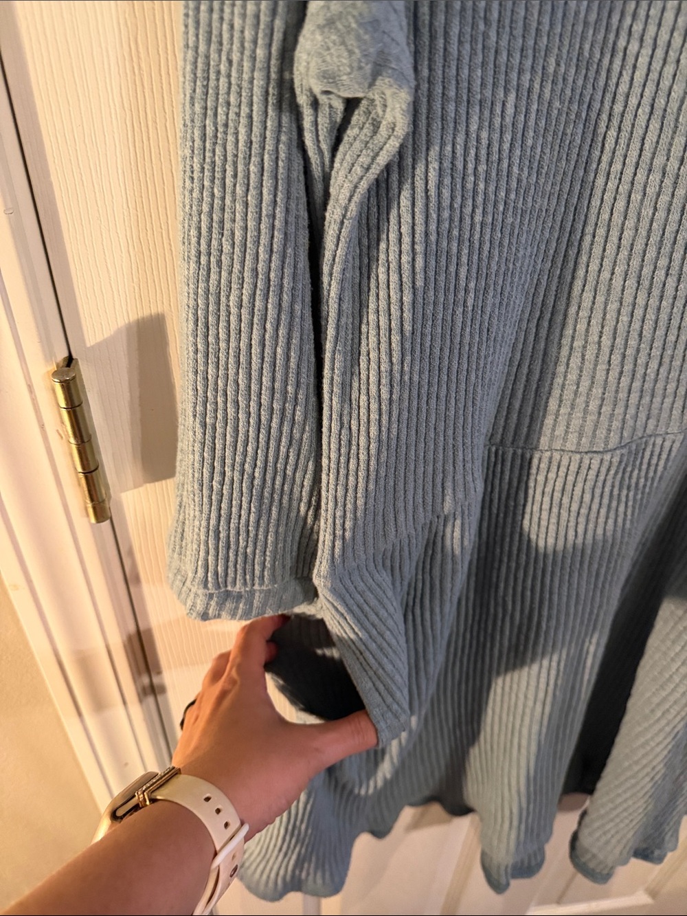 FP Beach Light Blue Ribbed Button Front Top - Picture 3 of 5